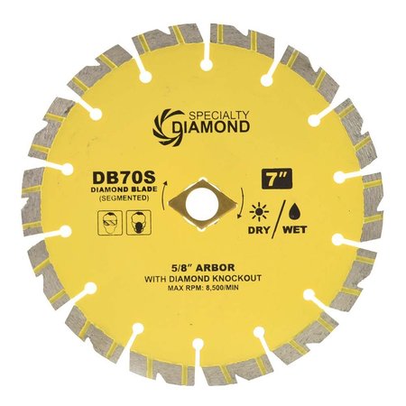 SPECIALTY DIAMOND 7 Inch Performance Dry or Wet Cutting General Purpose Segmented Diamond Blade DB70S